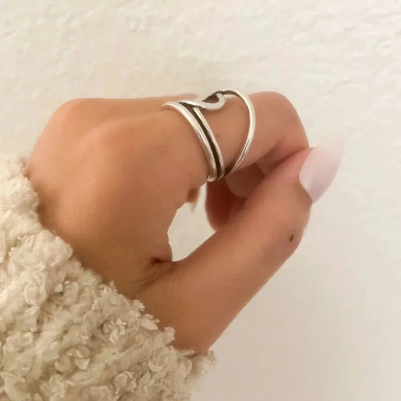 925 Sterling Silver Big Knot Statement Ring Dainty Adjustable Ring Twist Ring - Picture 8 of 10